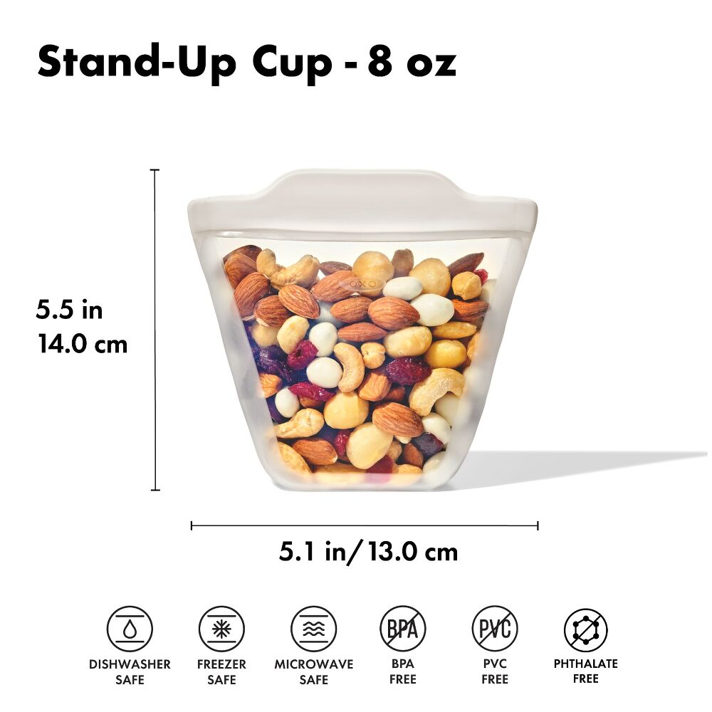 Silicone Reusable Bag - Stand-Up Cup (8 oz) - Oat S7