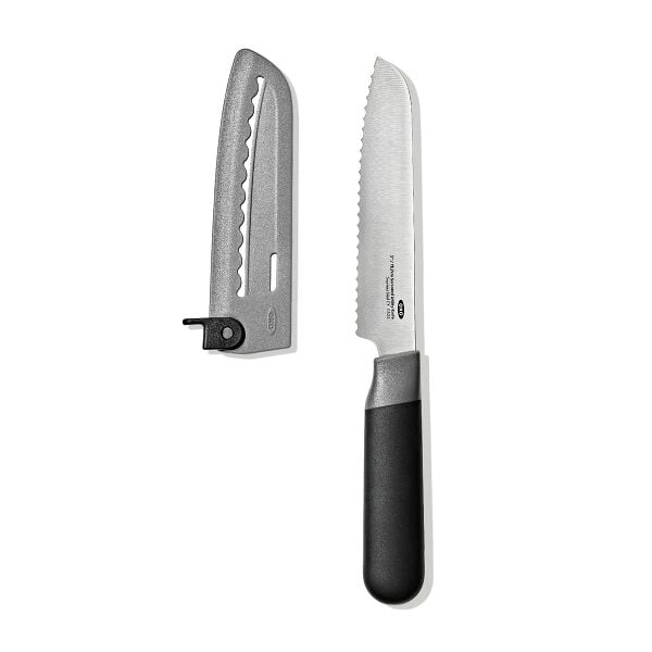 5 in Serrated Utility Knife with Locking Sheath W8