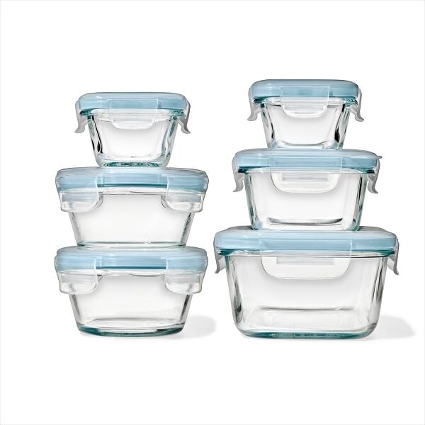 12-Piece Smart Seal Glass Container Set - Arctic Blue Y8