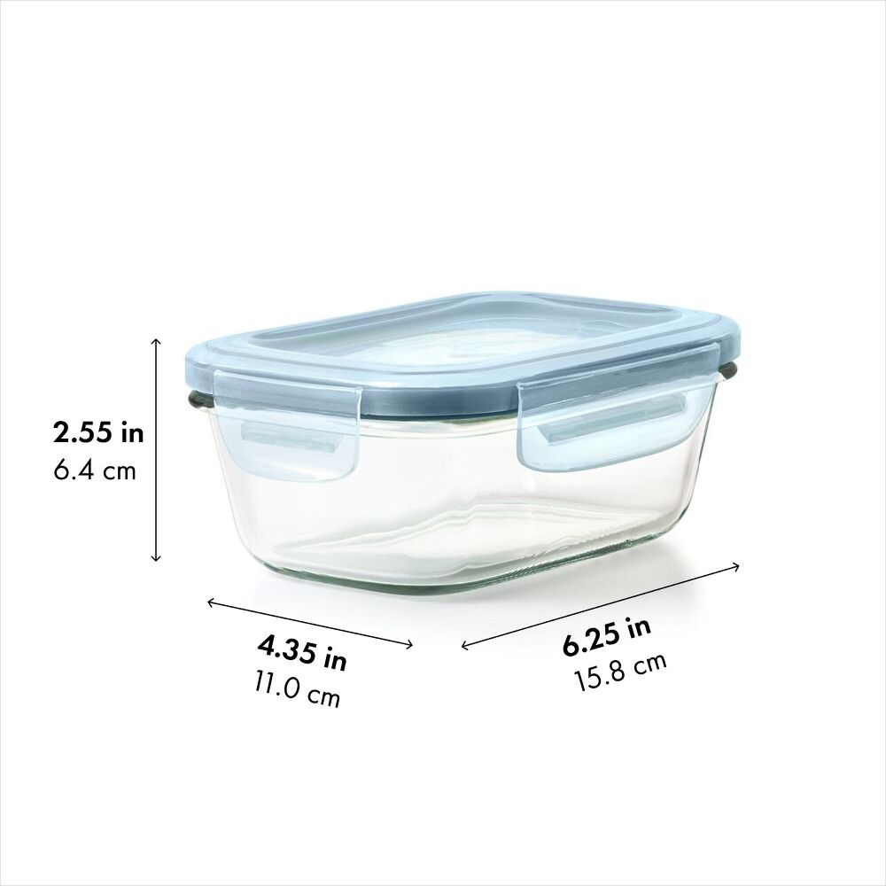 Smart Seal 1.6-Cup Glass Rectangle Container - Arctic Blue P3