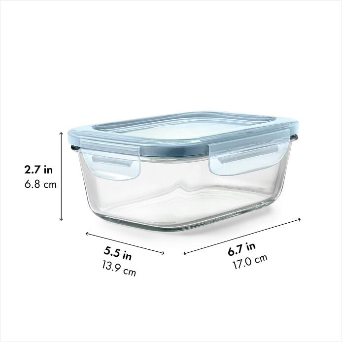 Smart Seal 3.5-Cup Glass Rectangle Container - Arctic Blue V1