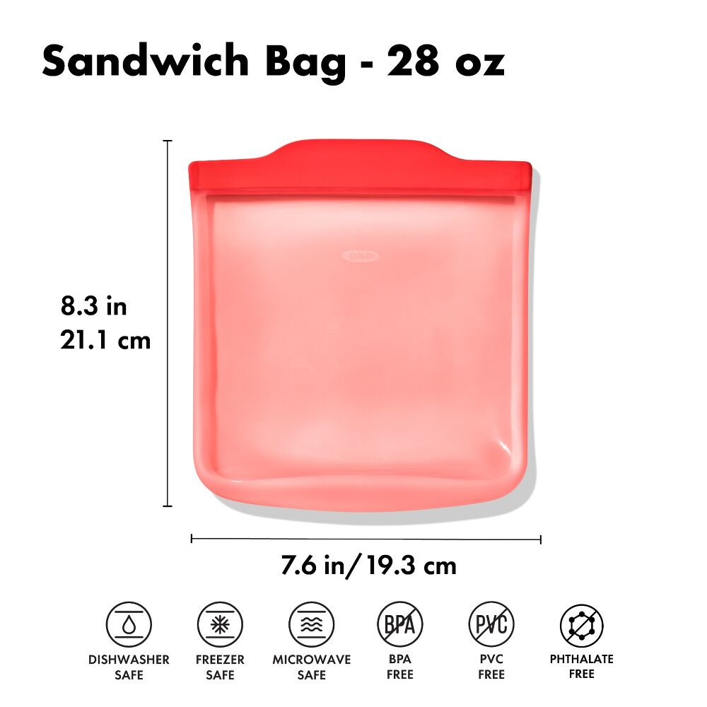 Silicone Reusable Bag - Sandwich Bag (28 oz) - Watermelon A7