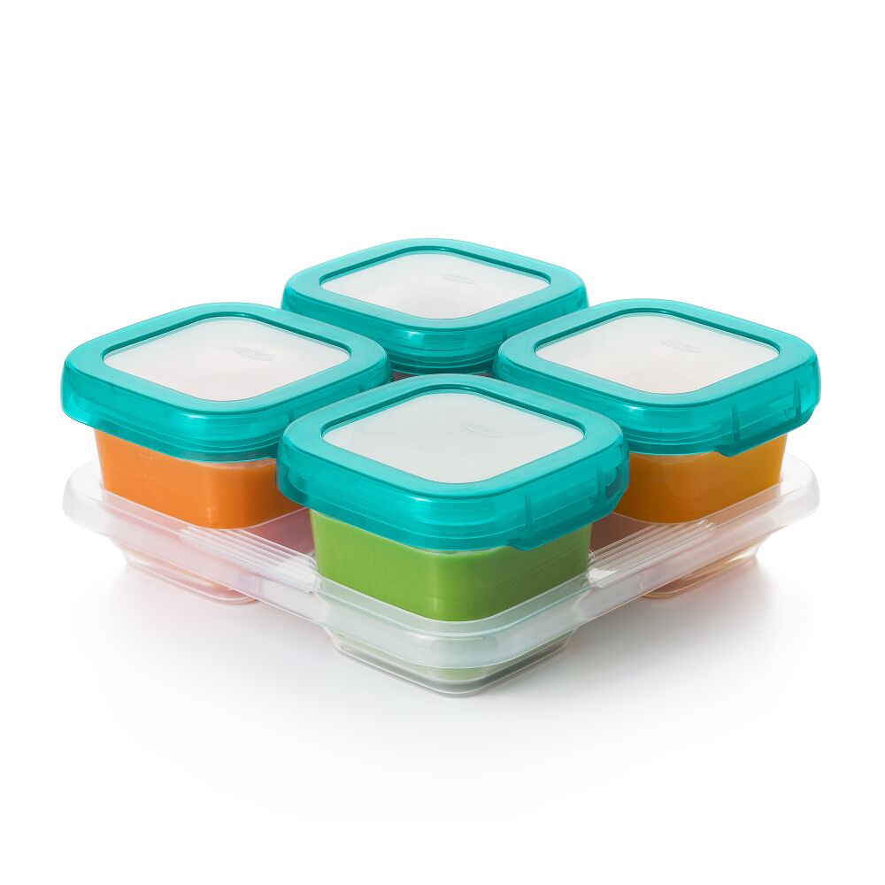 6 oz Baby Blocks™ Plastic Freezer Storage Containers - Tot Teal S5