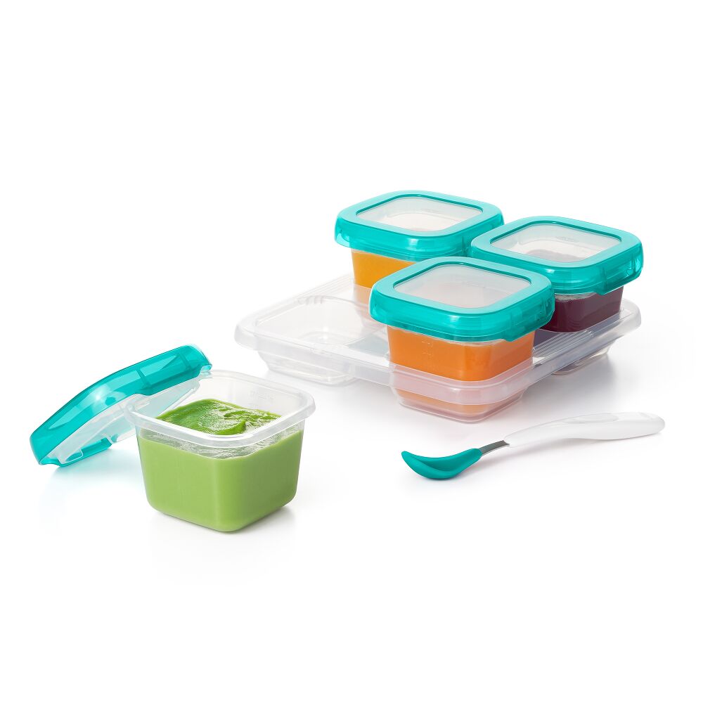 6 oz Baby Blocks™ Plastic Freezer Storage Containers - Tot Teal S5