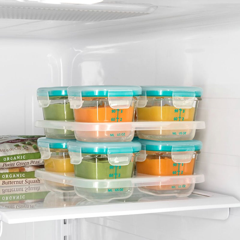 Baby Blocks Glass Food Storage Containers 4 Oz - Tot Teal V6